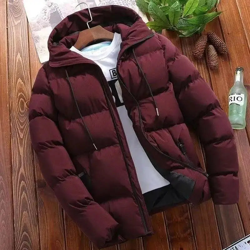 Men's Winter Hooded Jacket Warm Windproof Casual Coat plus Size Cotton Padded Outerwear 6XL Loose-fit Cropped Parka for Outdoor