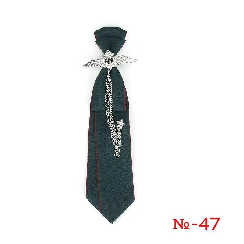 Retro Fabric Ribbon Rhinestone Black Bow Tie Collar Bowkont Cravat School Girl Boys Gifts for Women Clothing Jewelry Accessories