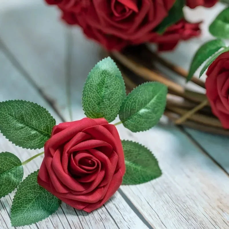 30/10PCS Artificial Foam Rose Flower Heads Bride Bouquet Flower for Home Wedding Party Table Decoration DIY Scrapbook Supplies