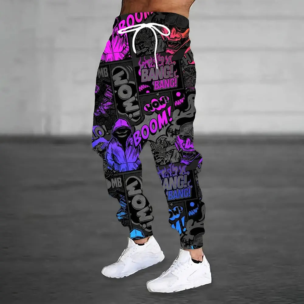 Winter New Thick Warm Pants 2026 New Fashion 3D Flame Print Sweatpants Men Large Size Loose Casual Pocket Drawstring Sweatpants