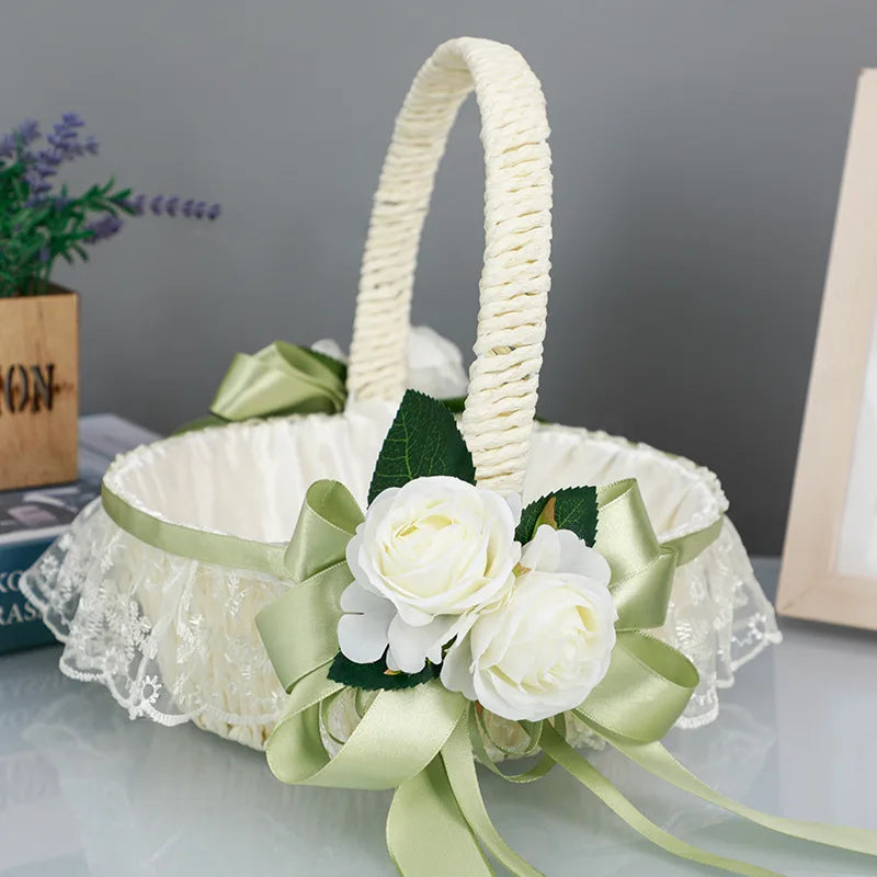 Wedding Decoration Bridesmaid Carrying Basket Wedding Flower Child Scattering Flower Basket Petal Blue Baby Shower Decorations