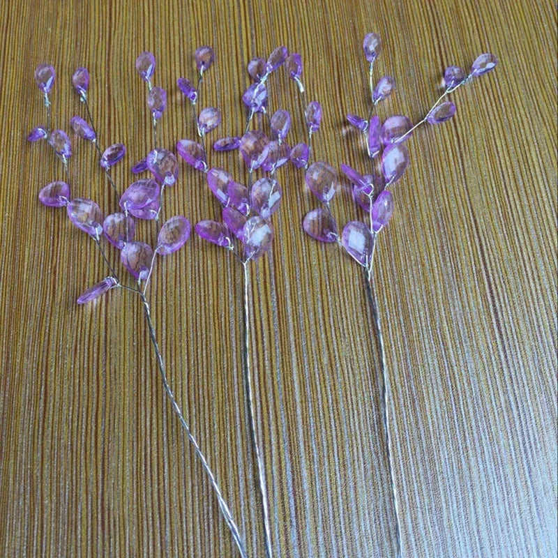 20Pcs Acrylic Flower Branch Artificial Flower Bouquet Crystal Flowers Colorful String Wedding Party Home Craft Decoration Crafts