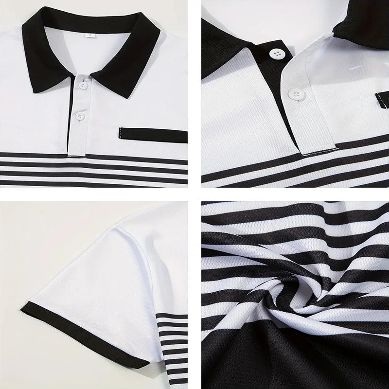 Summer Men's Short sleeved Polo Shirt Business Casual Collar T-shirt Plus Size Breathable Top European and American Plus size