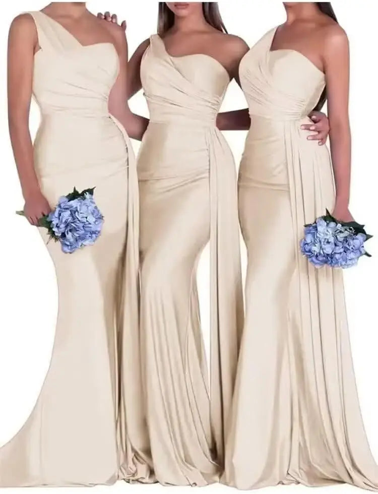 Purple Blue Pink Bridesmaid Dresses Women For Wedding Satin One Shoulder Sexy Mermaid Vestidos Para Bodas Mujer Invitada Chic