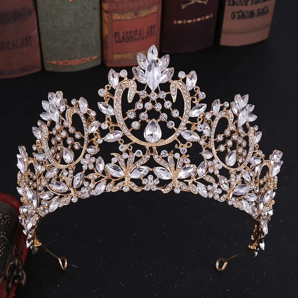 Baroque Luxury Crystal Rhinestone Tiaras and Crowns For Women Bride Vintage Prom Diadem Bridal Wedding Hair Accessories Jewelry