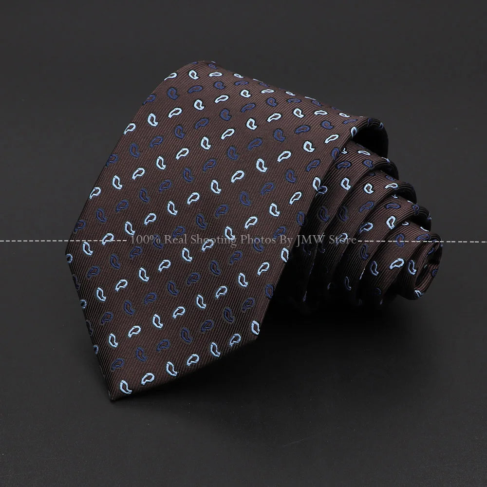New Design Wedding Men Tie Brown Solid Striped Paisley Flower Neckties Men Business Dropshipping Groom Collar Accessories Gift