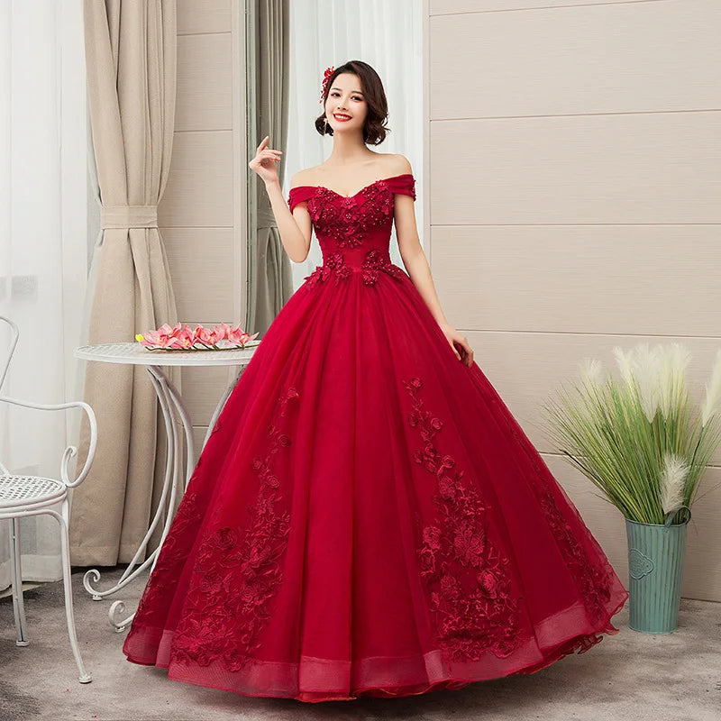Luxury 15 Quinceanera Dresses Ball Gown Puffy Long Lace Appliques Prom Dress Customized Student Show Graduation Host Party Dress