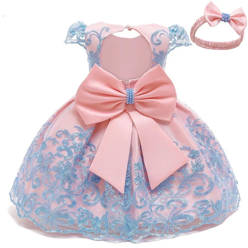 Cute Baby Girls Dress for Party Flower Lace Vintage Girl Dresses for 1-5Yrs Baby Clothes Holiday Kids Snow White Princess Dress