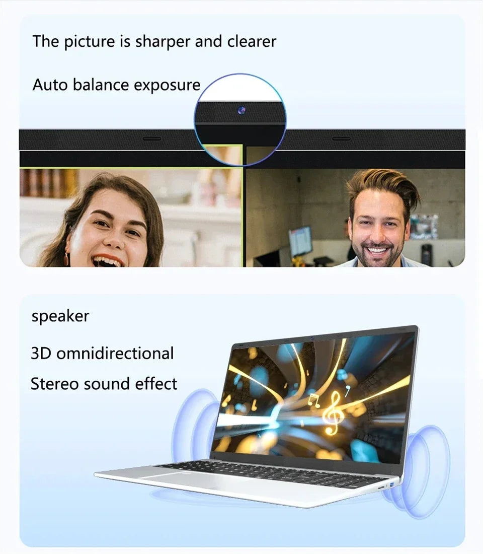 2025 laptop 15.6 Inch Laptop Windows 11 Intel Core i7 8500Y 16GB RAM 1TB SSD Fingerprint Unlock Study Office Pc Laptops
