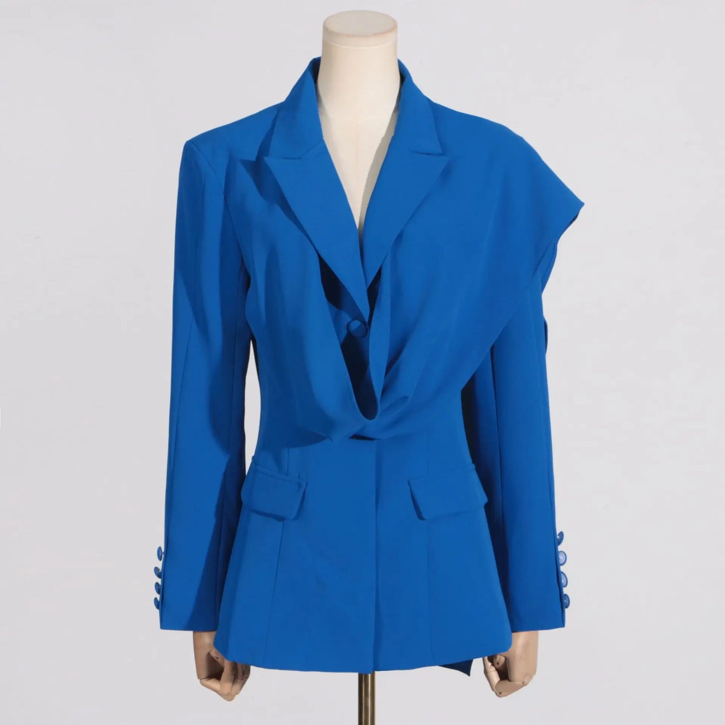 Fashion Suit Jacket for Women 2024 Autumn New Blue Design Formal Slim Fit High-end Small Suit Women Clothing
