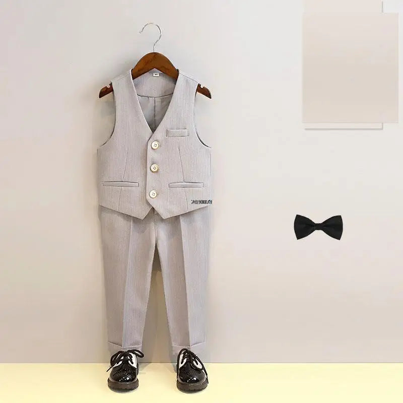 Flower Boys Photography Suit Baby Kids Formal Ceremony Costume Children Birthday Wedding Party Dress Performance Tuxedo Set