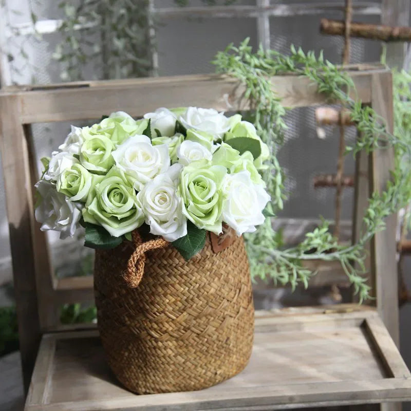 9 Head Artificial Bouquet Rose Bouquet Wedding Decor Artificial Flower Home Decoration Accessories Silk Flowers