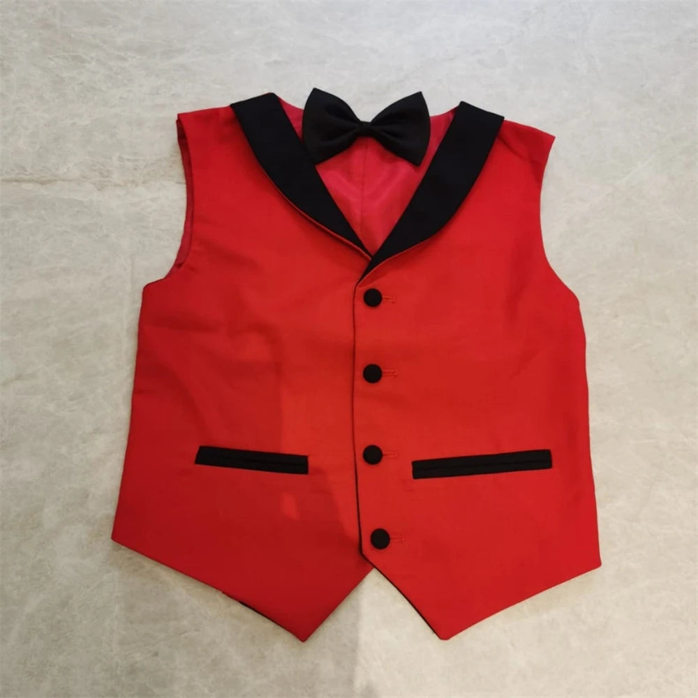 Stylish Slim Fit Boy's Suit Set 3 Pieces Tuxedo For Formal Occasion Blazer Vest And Pants Kids Outfit For Wedding Prom Fast Ship