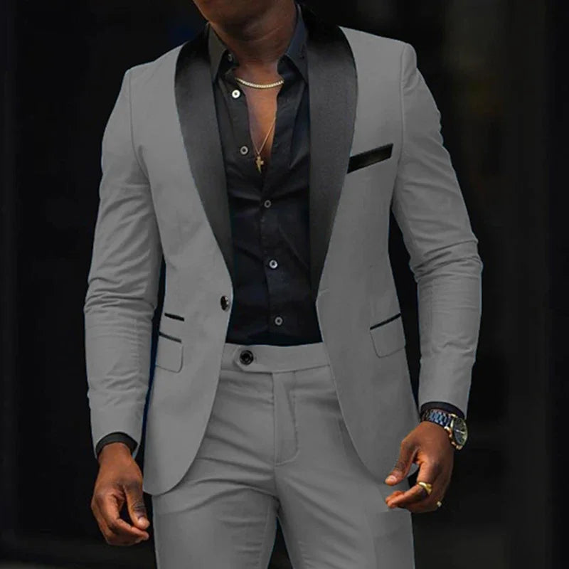 Men's Suit Jacket Autumn Slim Fit One Button Blazer Fashion New Formal England Male Dress Coat Trousers Pants 2 Pieces Set