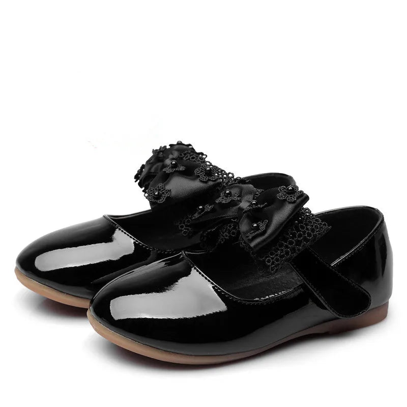 Baby Girls Shoes Kids Wedding Party Shoes Little Girls Patent Leather Shoes Flower Princess Shoes for Dance Red White Black