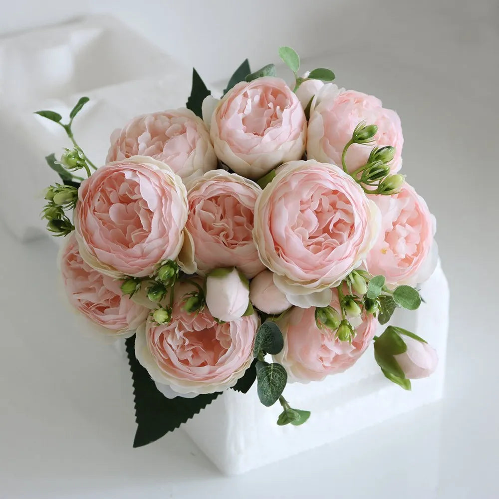 1PC 30CM Fake Roses Silk Peony Artificial Flowers Cheap New Year's Christmas Decorations Vase Home Wedding Bridal Bouquet Indoor