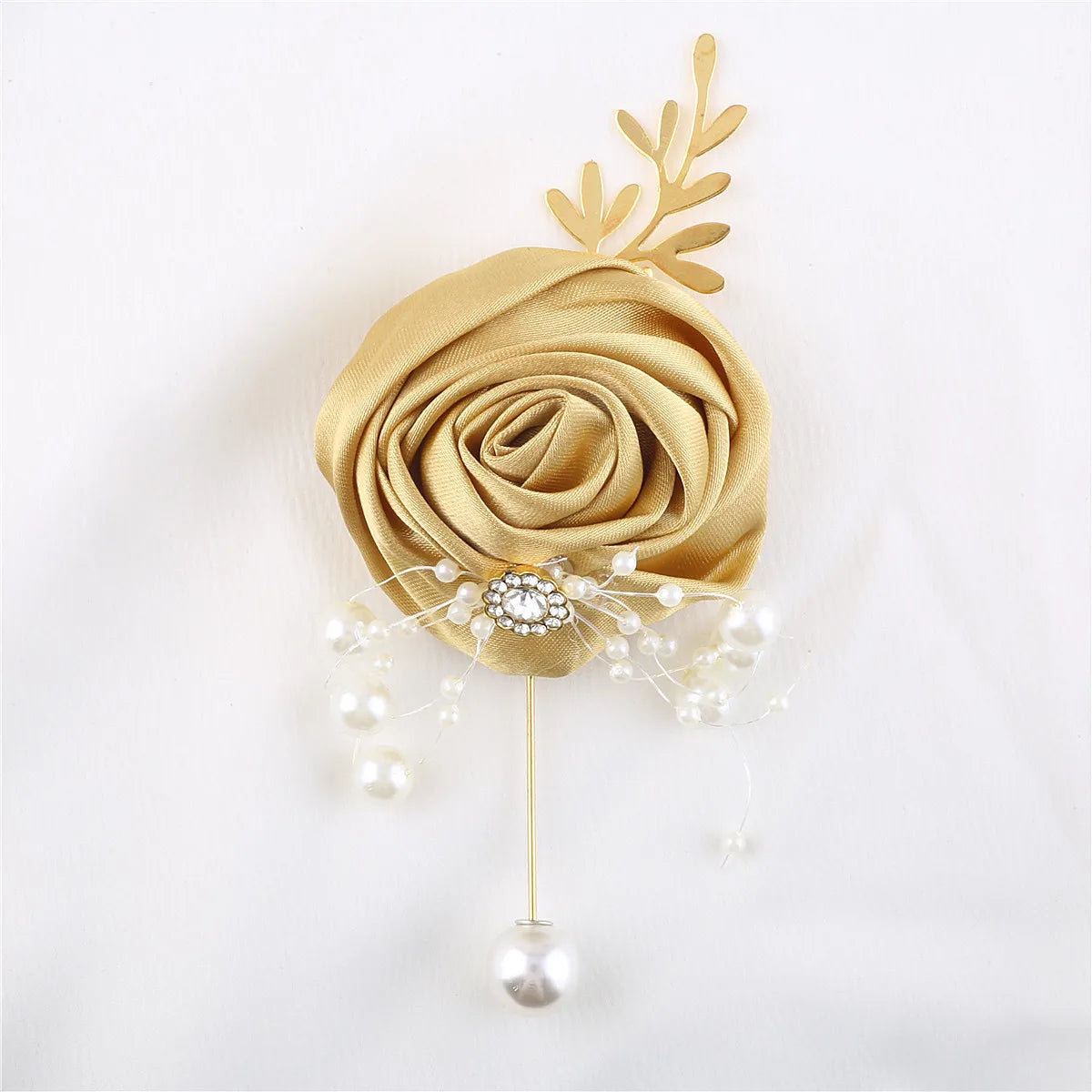 Gold Artifical Rose Flowers Bridesmaid Marriage Groomsman Boutonniere for Wedding Accessories