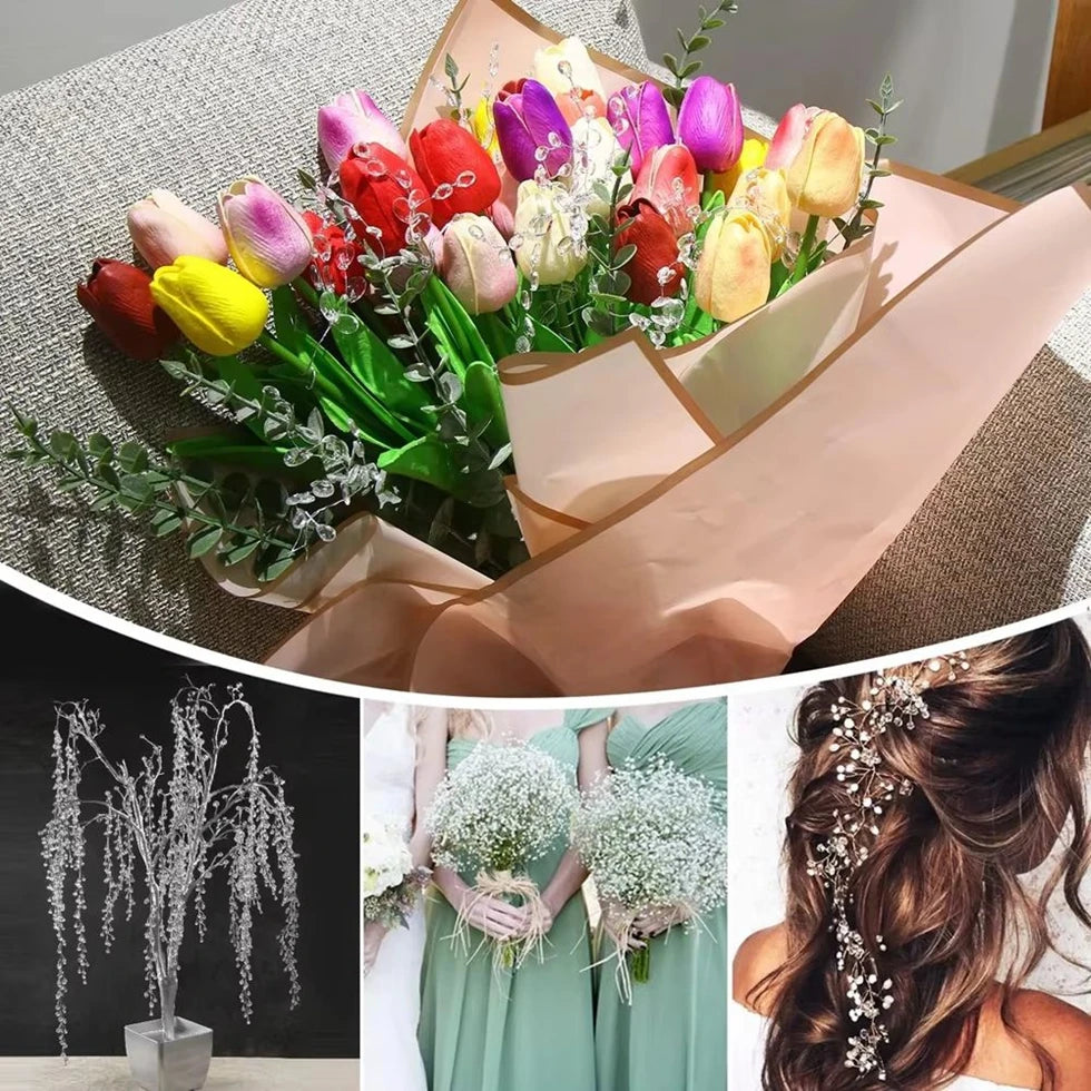 30/50pcs Artificial White Crystal Acrylic Water Droplet Handmade Wedding Bridal Bouquets Wreath Table DIY Gift Decor Accessories