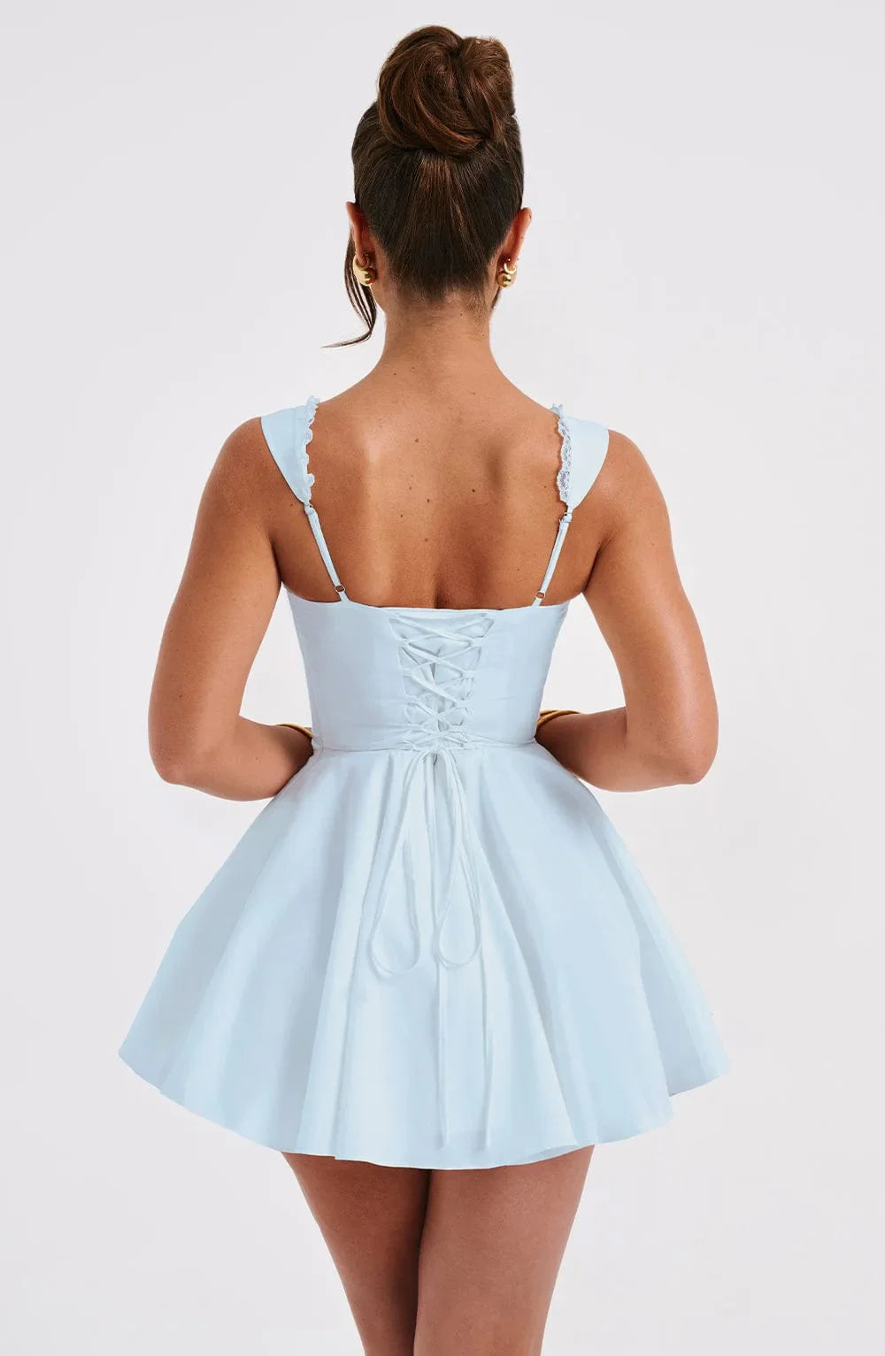 Women's Hot Girl Sweetheart Neck Dress Sexy Lace Splicing A-Line Dress 2025 Spring Summer Female Sweet Girl Solid Color Dress