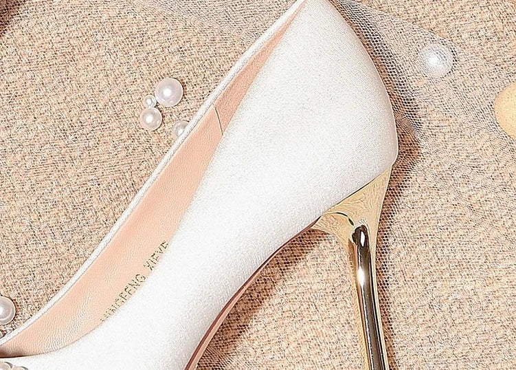 Women's Summer Footwear Bride Pumps Shoes for Woman 2024 Wedding Shoe on Heeled Pointed Toe Pearl Stilito High Heels Popular 39