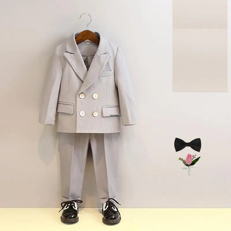 Flower Boys Photography Suit Baby Kids Formal Ceremony Costume Children Birthday Wedding Party Dress Performance Tuxedo Set