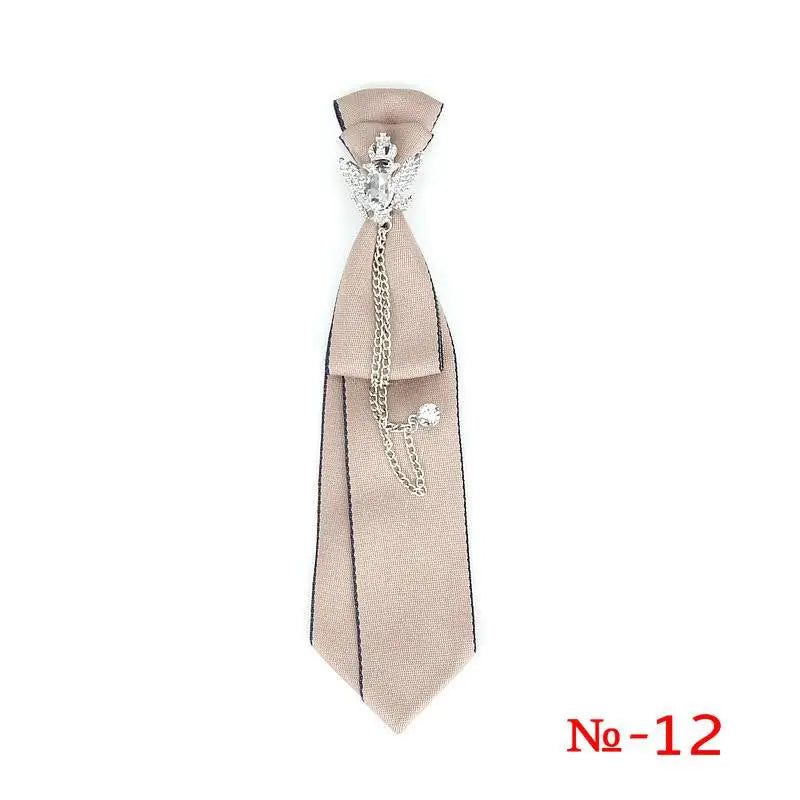 Retro Fabric Ribbon Rhinestone Black Bow Tie Collar Bowkont Cravat School Girl Boys Gifts for Women Clothing Jewelry Accessories