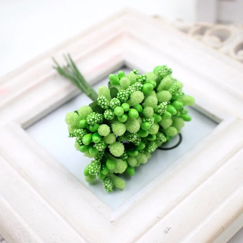 12pcs pearl Berry Artificial Stamen Flower For Wedding Home Decoration Pistil DIY wreath Scrapbooking Craft Fake Flowers