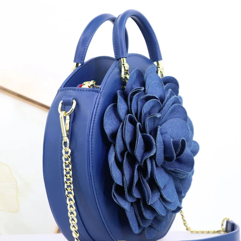 2025 Luxury High-end New Women's 3D Rose Petal Handbags Top Microfiber Synthetic Leather Shoulder Bag Lady Party Evening Bag
