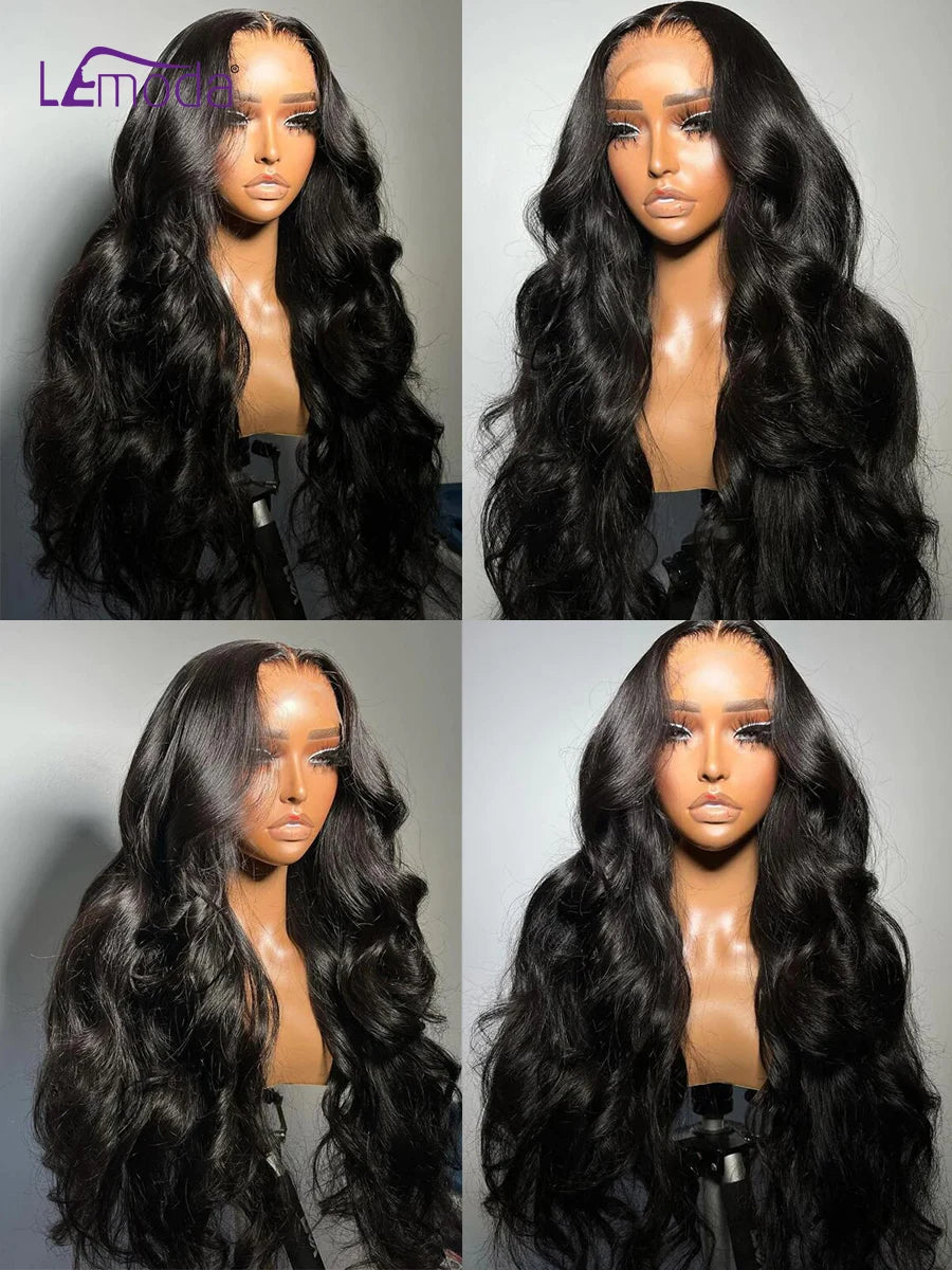 Lemoda 13x6 HD Lace Frontal Wigs Human Hair Body Wave 250% Density Brazilian Virgin Hair Full Frontal Lace Wig Pre plucked 12A