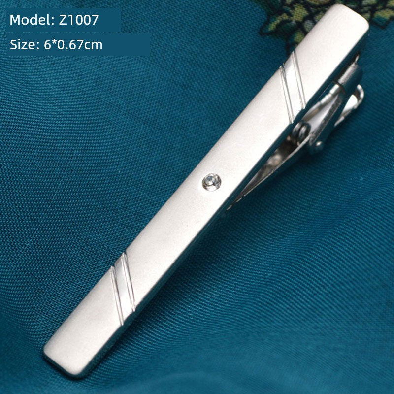 Tie Clip Male Minimalist Silver Fashion Formal Wear All-Match Tie Clip Sub Neckline Clip Laser Sculpture Laser Company Logo