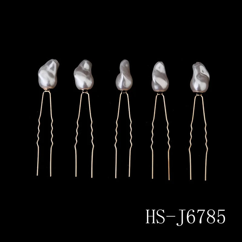 Fashion U-shaped Pin Metal Barrette Clip Pearl Hairpins For Bride Flower Clear Crystal Tiara Wedding Jewelry Hair Accessories