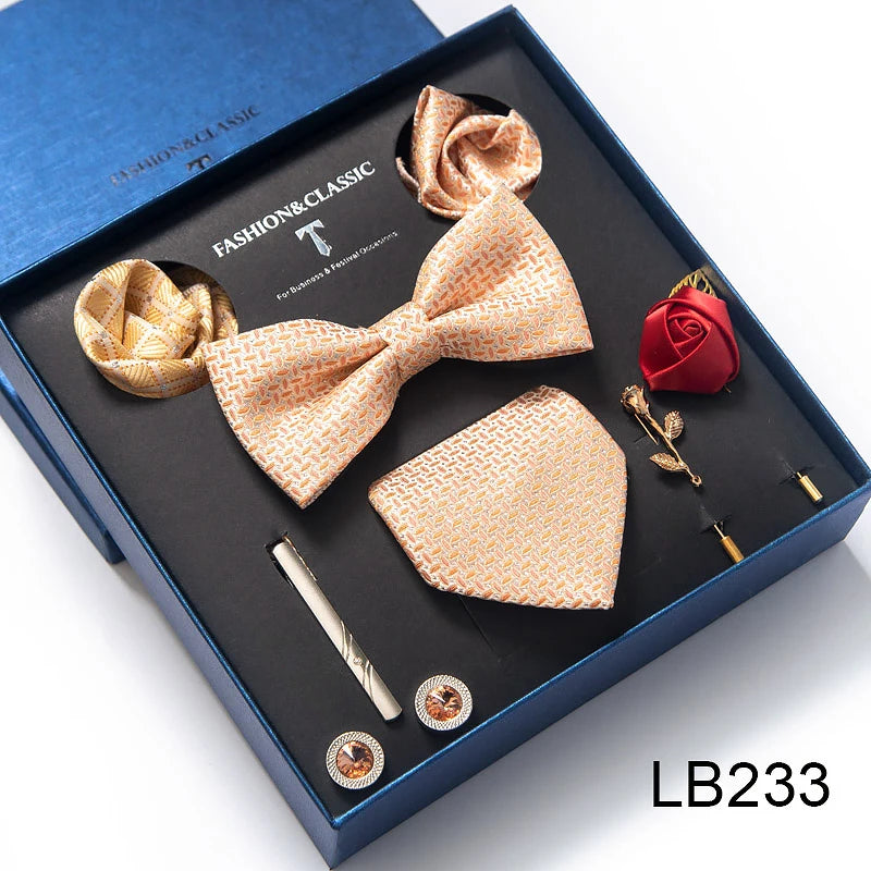 Men's Tie Set Luxury Gift Box Silk Tie Necktie Set 8pcs Inside Packing Festive Present Cravat Pocket Squares Holiday Gift Men