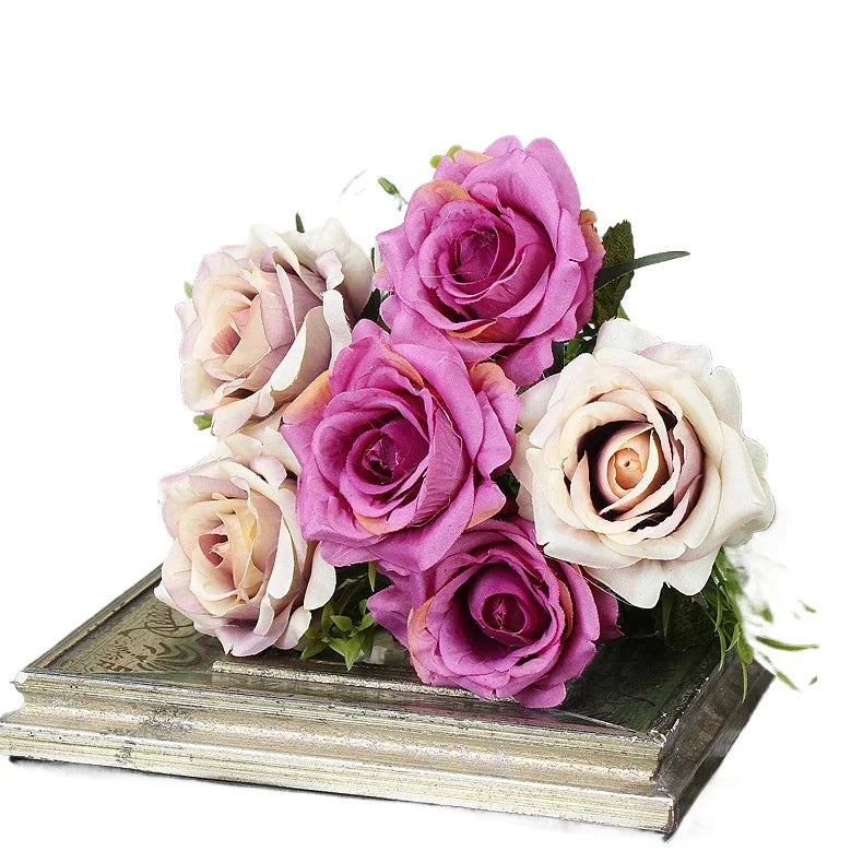 High-quality Silk Orange Rose Artificial Flowers for Wedding Decoration, Big and Realistic.
