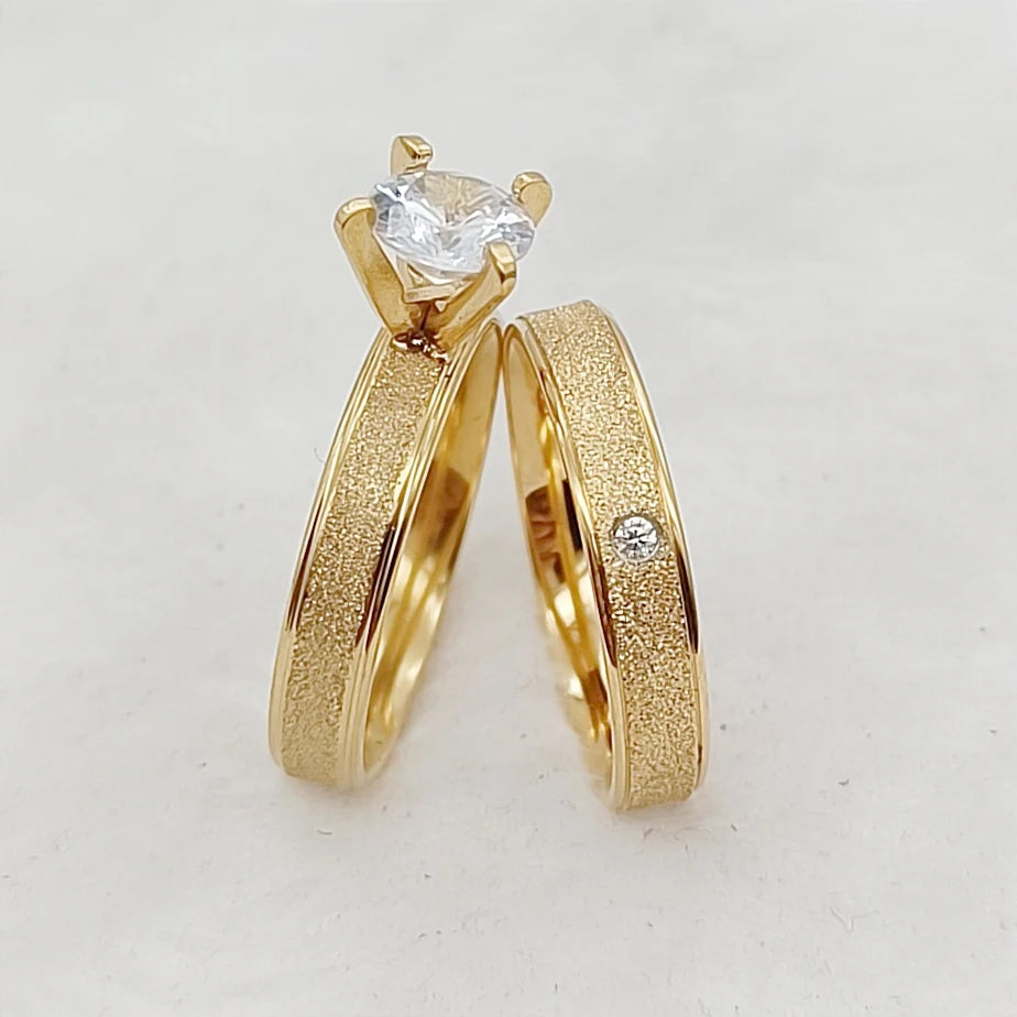 Ladies Stackable Cz Diamond Wedding Engagement Rings Bridal Sets For Girl women 24k Gold Plated Jewelry Love commitment alliance