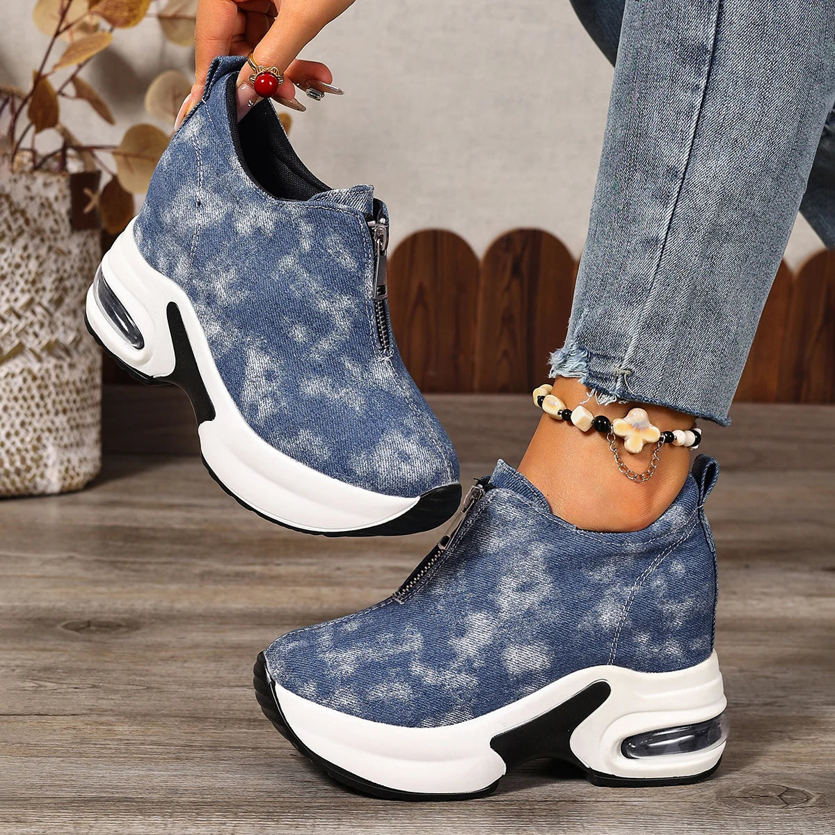 New 2025 Women Sneakers Anti-slip Platform Wedge Sneakers Women Slip on Casual Lady Vulcanized Shoes Women Zapatos De Mujer