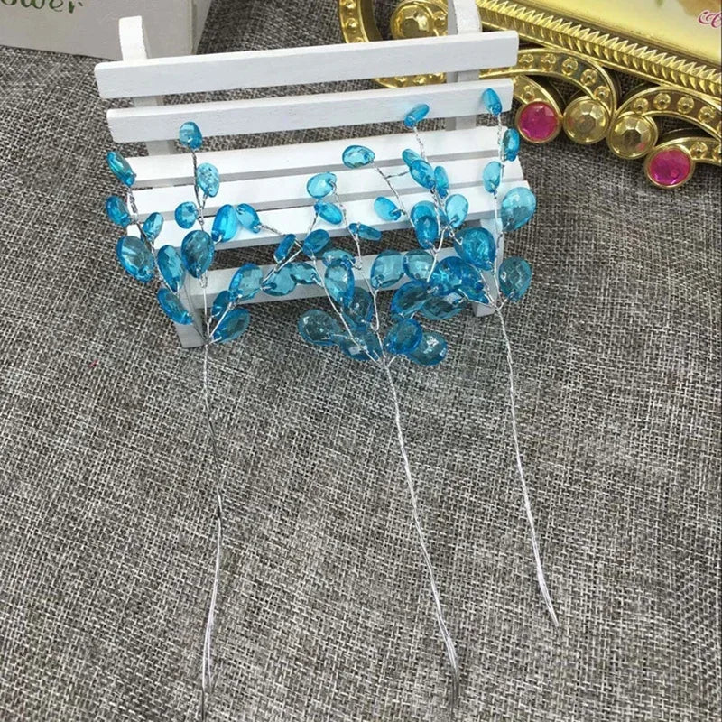 20Pcs Acrylic Flower Branch Artificial Flower Bouquet Crystal Flowers Colorful String Wedding Party Home Craft Decoration Crafts