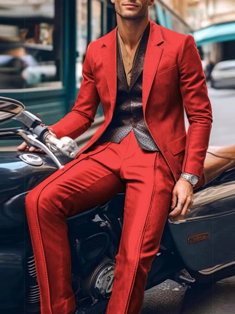 PU 2 Piece Men Suit Formal Business Wedding Suits for Men Best Man Blazer Groom Wear Tuxedos Slim Fit Costume Homme Mariage