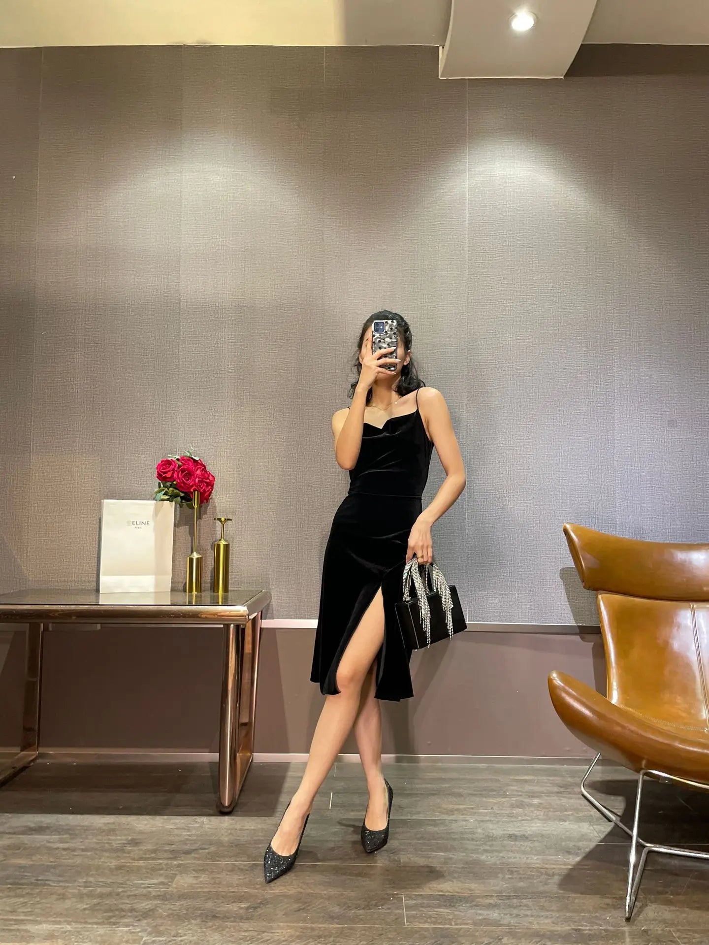 High Heels 2024 Summer New Fashion Versatile Black Rhinestone Single Shoe Red Sole Slim Heel Temperament Women's Shoes