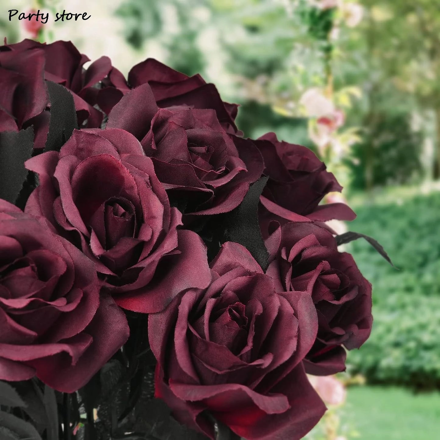 Halloween Burgundry Dahlia Black Artificial Flower Branch Wedding Flower Wall Arrangement Materials Fake Flower Table Home Decor