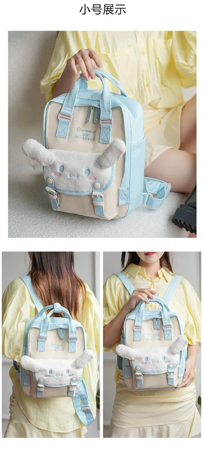 Sanrio Kawaii Girls School Bag Women Large Capacity Campus Backpacks Cute Cinnamoroll Kuromi Travel Camping Backpack Gift