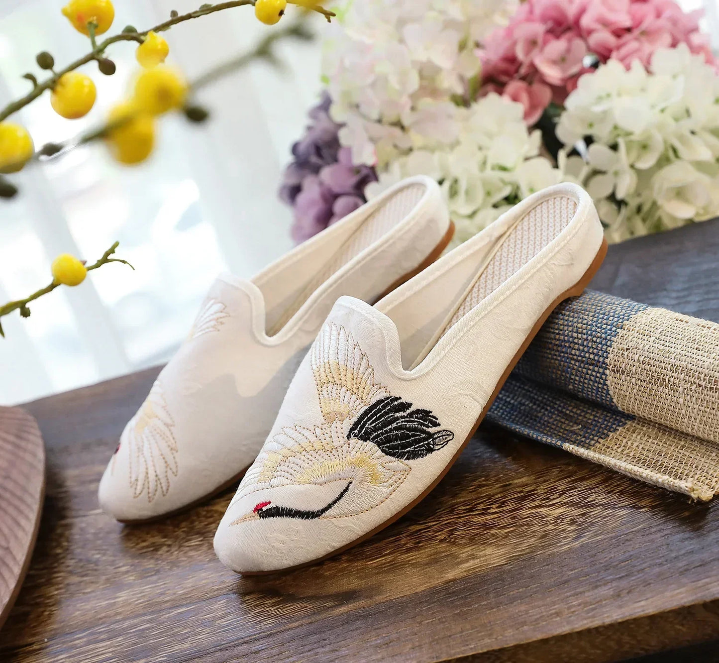 Summer Harajuku Chinese Style Women's Slippers Casual Vintage Embroidery Women Shoes Ethnic Style Fashion Streetwear Sandales