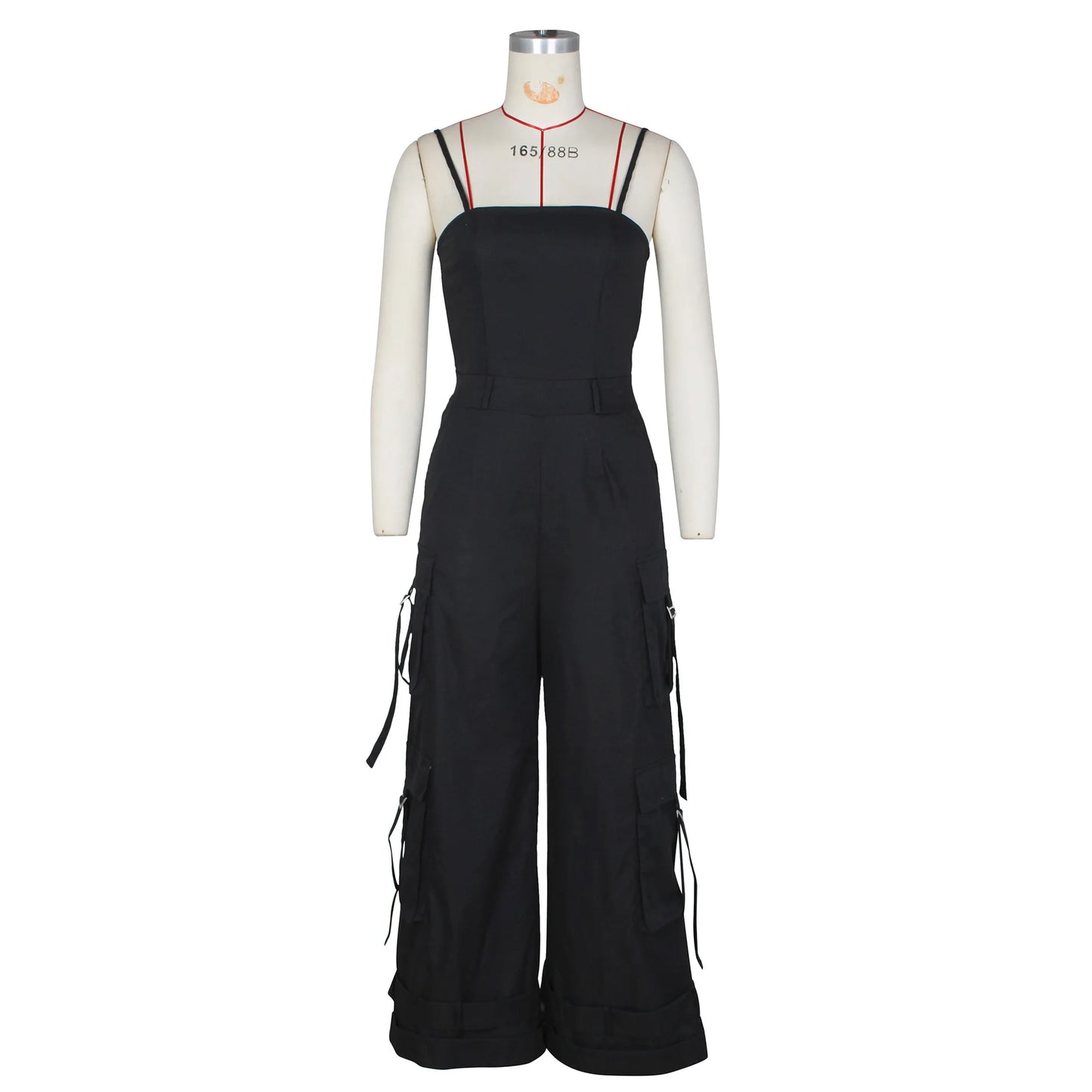 Women's Clothing 2025 Spring Summer New Sexy Sleeveless Solid Color Casual Multi Pocket Workwear Jumpsuit Wide Leg Pants