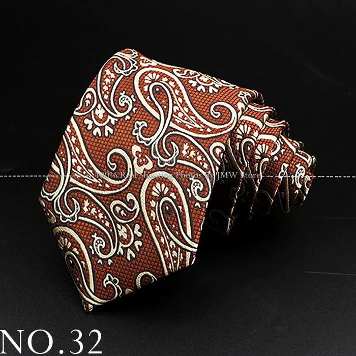 New Design Wedding Men Tie Brown Solid Striped Paisley Flower Neckties Men Business Dropshipping Groom Collar Accessories Gift