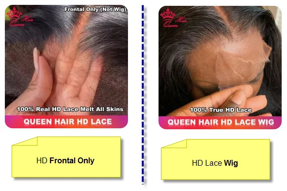 Queen Hair Real HD Frontal/Closure Only Invisible Melt Skin Lace 13x6 13x4 4x4 5x5 6x6 7x7 Raw Human Hair Body Wave & Straight