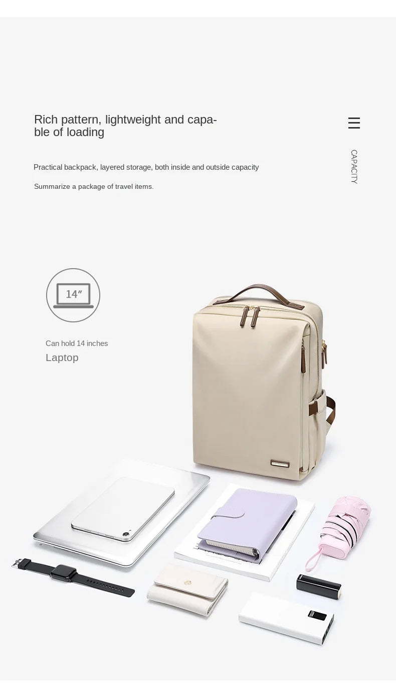 GOLF Laptop Backpack Women Elegant 14 inch Notebook Bags Waterproof Backpacks Woman Work Back Pack Casual Multi Pockets Bagpack