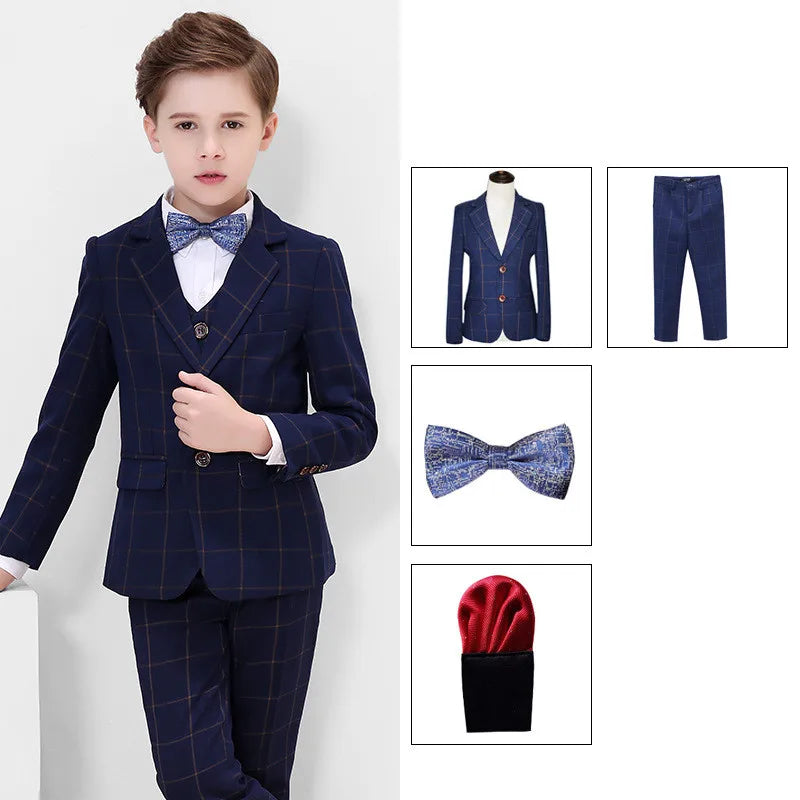 Kids Boys White Blazer Vest Pants 3PCS Set Children Baptism Wedding Prom Suit Baby Boy Elegant Dress Teenager Party Costume