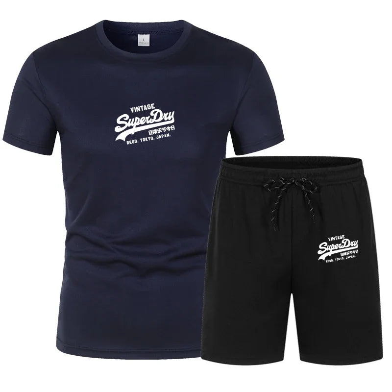 Men's summer sportswear tops, T-shirts, sports shorts, 2025 new T-shirt sets, quick-drying clothes