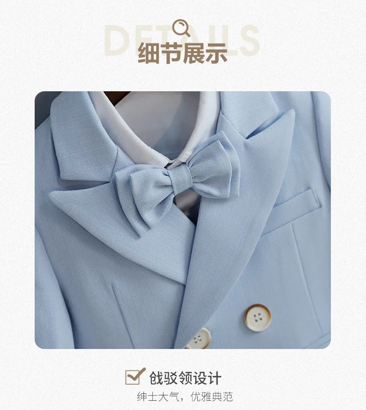 Flower Boys Photography Suit Baby Kids Formal Ceremony Costume Children Birthday Wedding Party Dress Performance Tuxedo Set