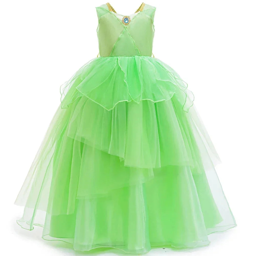 Children's Day Girl Dresses Butterfly Wings On The Back Ruffle Green Summer Dress For Girls Sleeveless Daily Outfits Clothes