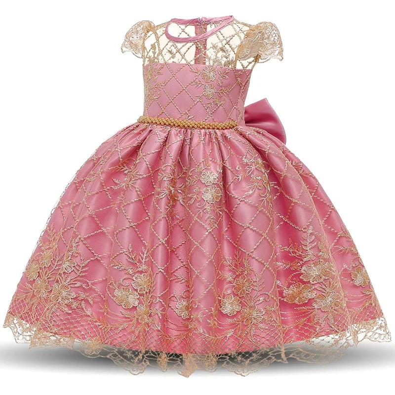 Cute Baby Girls Dress for Party Flower Lace Vintage Girl Dresses for 1-5Yrs Baby Clothes Holiday Kids Snow White Princess Dress
